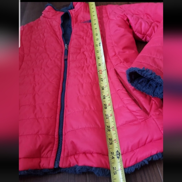 THE NORTH FACE REVERSIBLE PUFFER FUZZY JACKET PINK/BLUE GIRLS SIZE XL - Picture 7 of 12